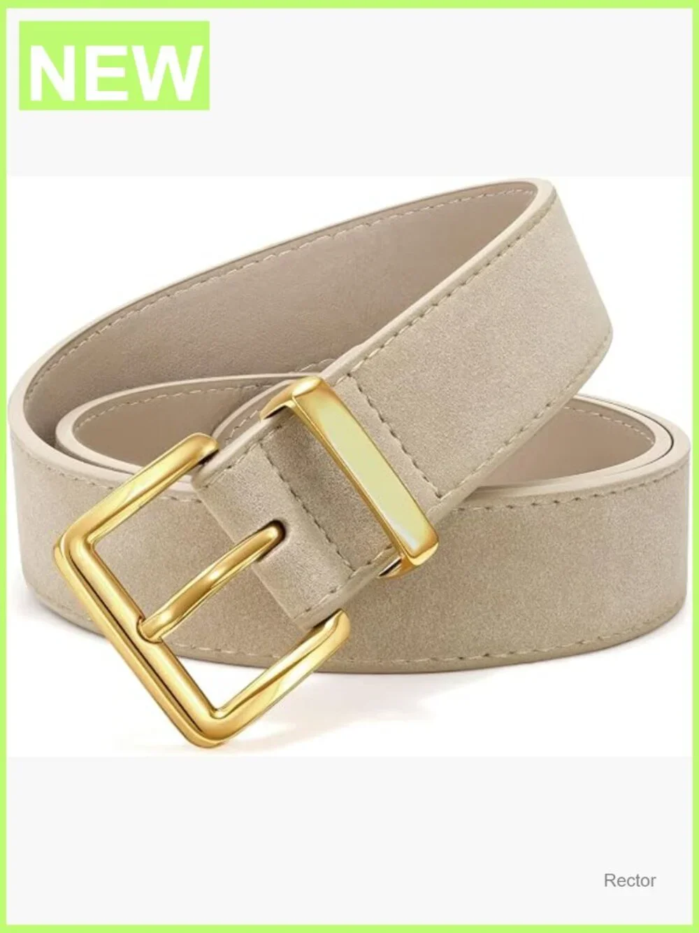 Women Suede Belt with Gold Buckle for Jeans Dresses